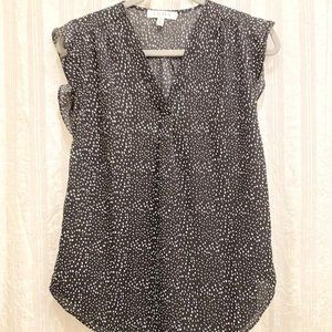 *NEW WITH TAGS* Chaus New York Womens Black Flowy Dress Top w/ White Spot Print